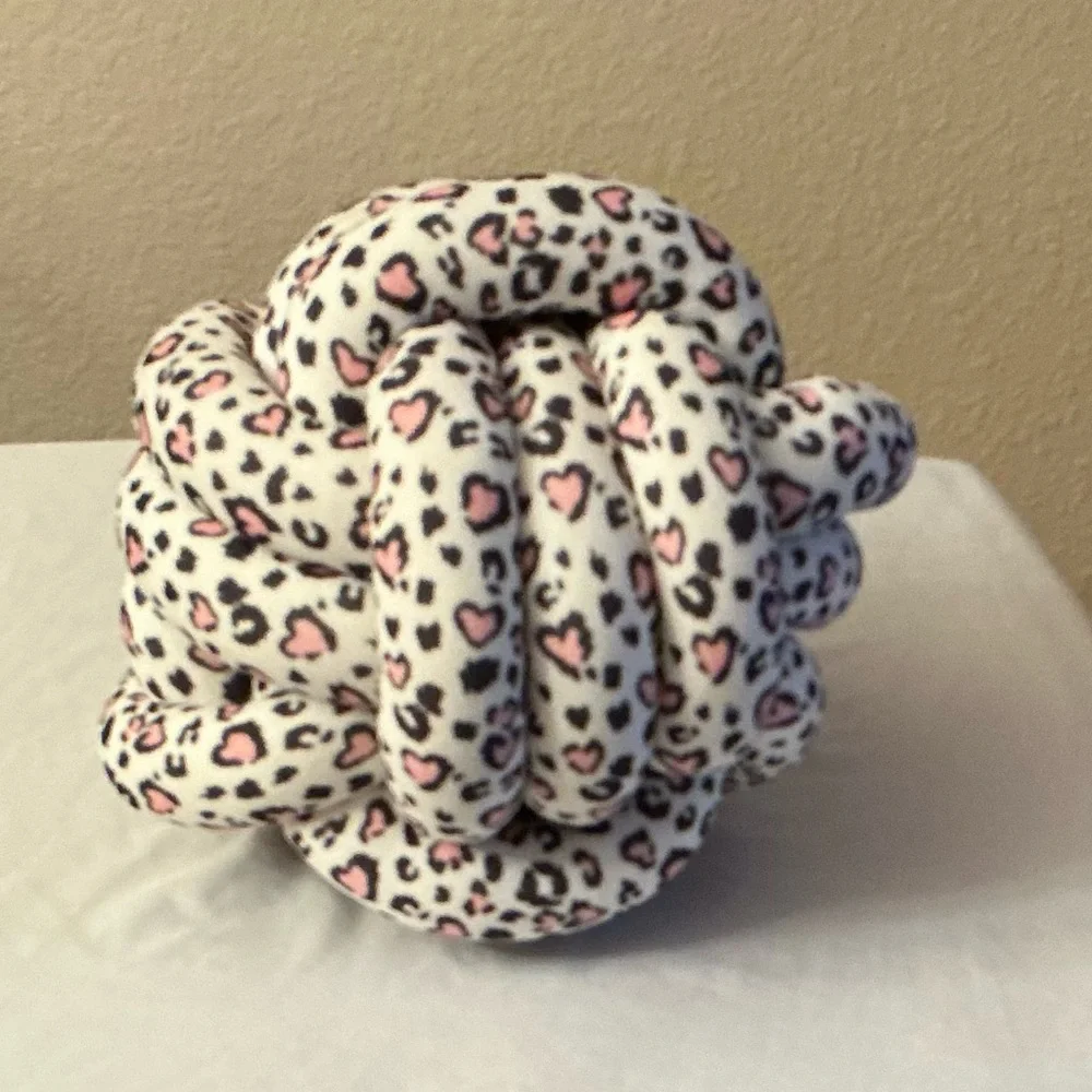 Pink & Black Leopard Print Knot Pillow. New